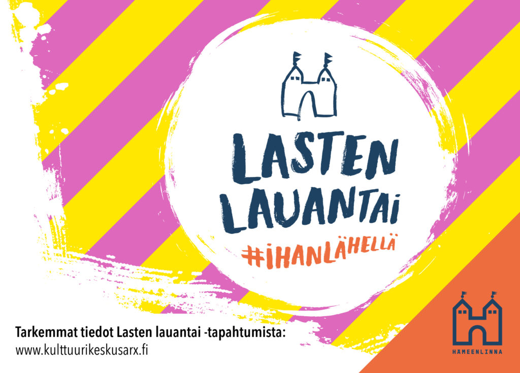 Lasten lauantai -logo raitataustalla