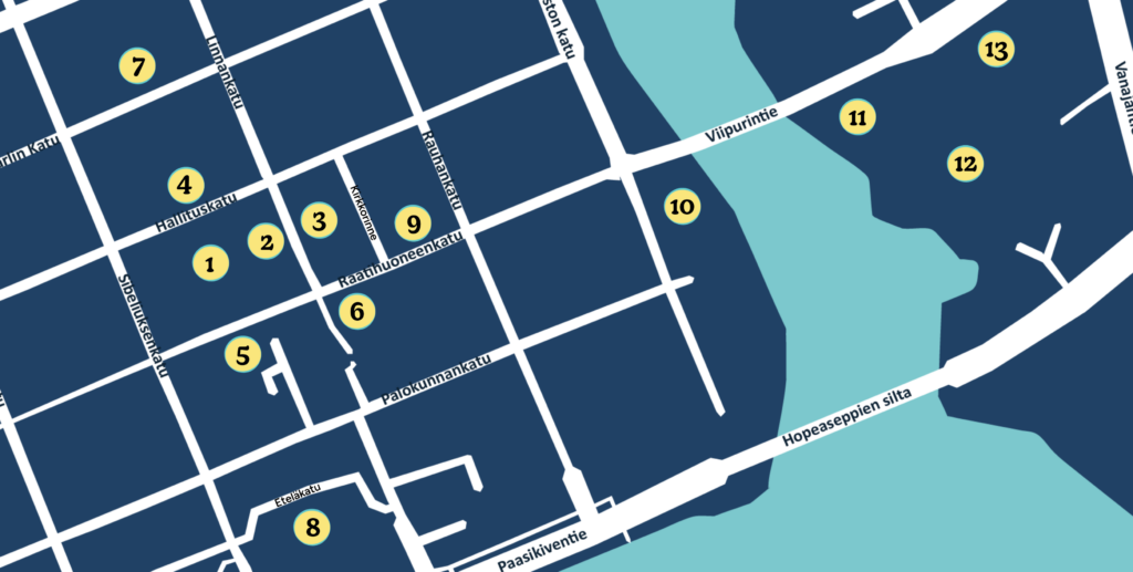 Valoilmiön kartta Hämeenlinnan keskustaan